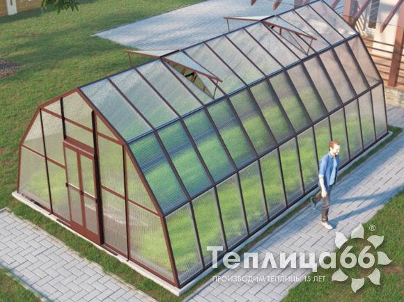 Теплица Рада Иткуль из поликарбоната, 4,5х8 метров, коричневая